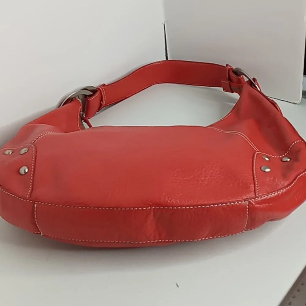 Jones New York Red Pebble Leather Hobo Bag